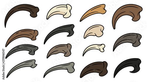 Premium collection of 12 distinct animal fangs and teeth shapes isolated vector set