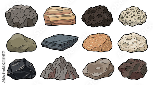Collection of Various Types of Rocks and Stones.