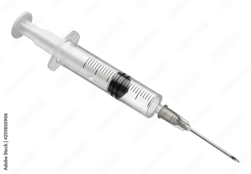 Fototapeta premium Professional sterile medical syringe with sharp hypodermic needle and clear isolated transparent background image