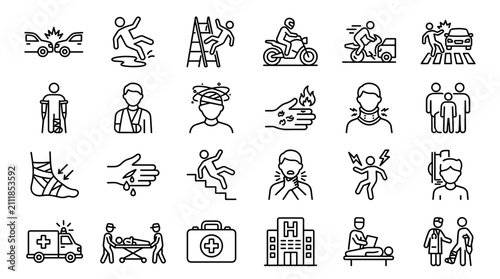 Картината върху платно Ultimate hand drawn personal injury claims and accident insurance vector icons g