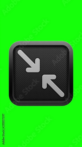 3D Inward Corner Resize Arrows Icon on Green Screen Button