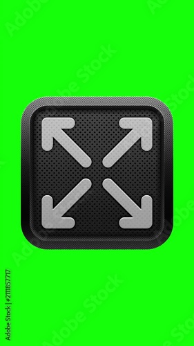 3D External Corner Scale Arrows Icon on Green Screen Button