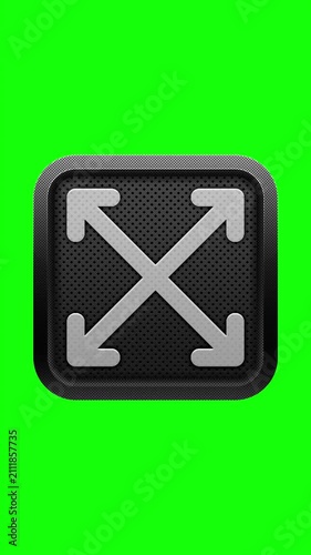 3D Outward Corner Expand Arrows Icon on Green Screen Button