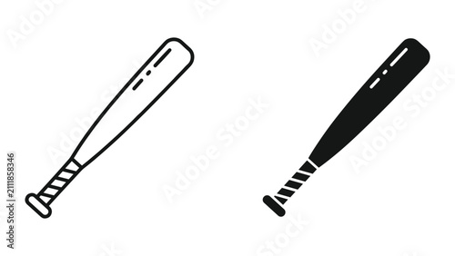 Принти на полотні Baseball bat icon set, sports equipment vector illustration, outline and solid s