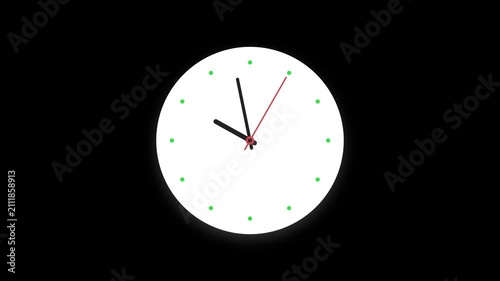 Minimalist analog clock ticking toward eleven on black background.