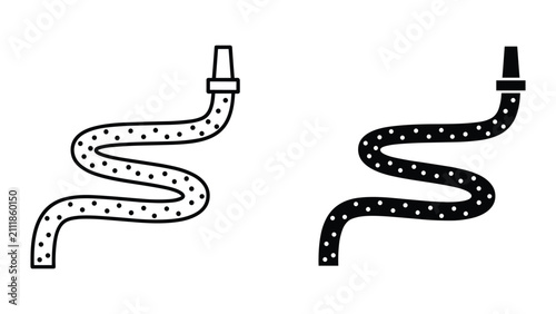 Фотография Garden hose icon set, vector illustration of watering hose with nozzle, isolated