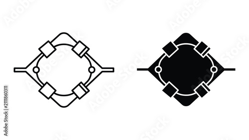 Canvastavla Bridge rectifier icon set, electronic component symbol, diode bridge circuit dia