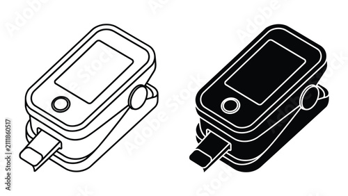 Tableau sur toile Pulse oximeter icon set, medical device for measuring blood oxygen saturation an