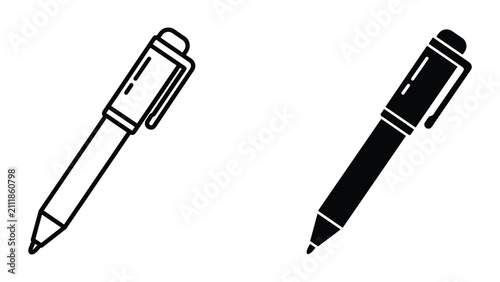 Bild auf Leinwand Vector icon of a ballpoint pen, simple illustration of a writing instrument, off