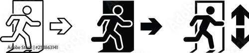 Fotografía Emergency Exit Running Person Icon Set