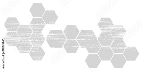 Hexagonal photo collage template with six hexagon geometric frames placeholder layout for infographic presentation corporate website banner