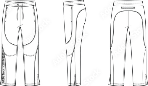 Foto Mens and womens athletic sweatpants fashion flat sketch vector illustration tech