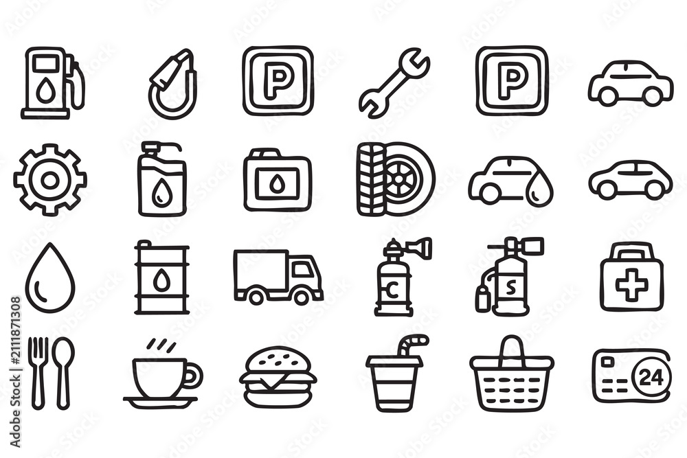 Fototapeta premium Professional Automotive Maintenance Outline Icons for Garage and Workshop Projects