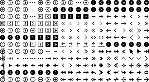 Obraz na plátne Website pagination numbers, navigation arrows, and user interface button vector
