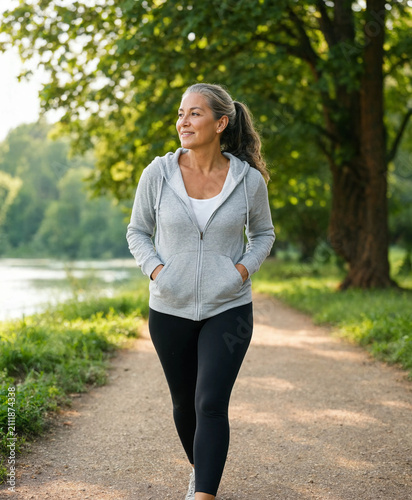 Active Mature Woman Enjoying Healthy Outdoor Lifestyle