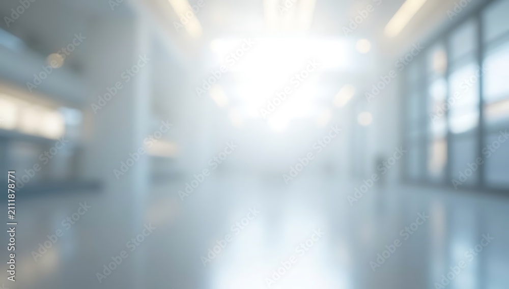 Naklejka premium Bright Modern Office Hallway with Natural Light.