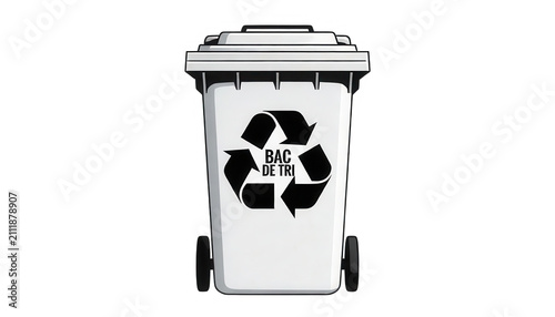 White Recycling Bin Transparent Background
