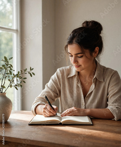 Person Writing in Journal During Digital Detox and Mindfulness Practice