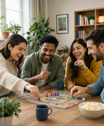 Friends Enjoying Board Game and Offline Social Connection