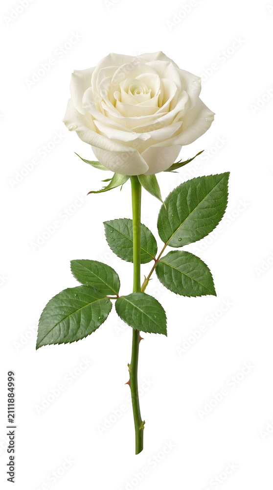 Naklejka premium single white rose transparent background