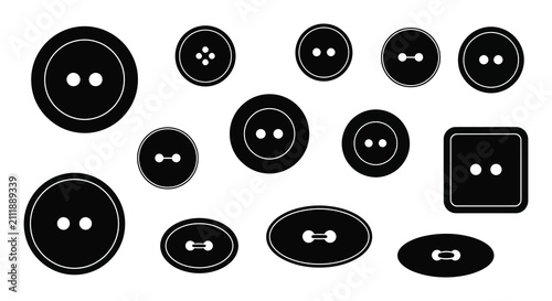 фотографія Collection Of Black Sewing Buttons In Silhouette