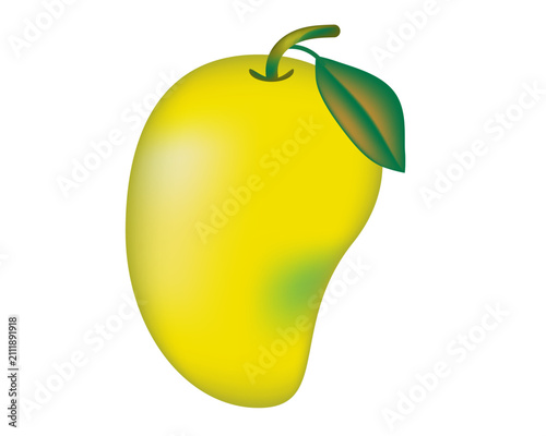 Realistic-Yellow-Mango-Vector-Illustration-With-Green-Leaf-Isolated-On-White-Background-Tropical-Fruit-Design-For-Healthy-Food-And-Agriculture-Concept