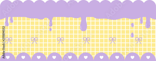Cute kawaii pastel decorative border with drips and bow