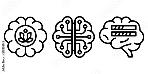 Smart Brain Line Art Vector