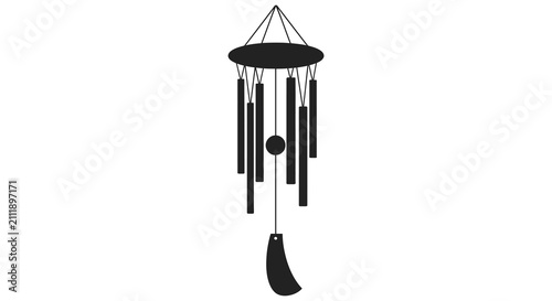 Fotografía Wind Chime Silhouette Against White Background Minimalist Black Shape