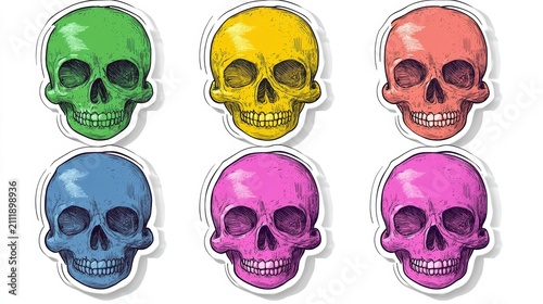 Sticker Design Illustration of Skull