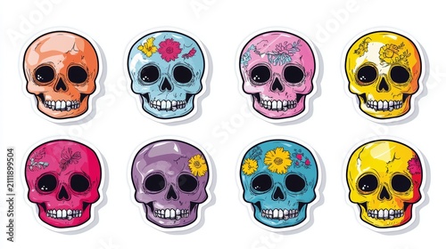 Sticker Design Illustration of Skull
