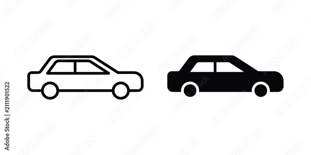 Obraz premium Car side view icon line illustrations set