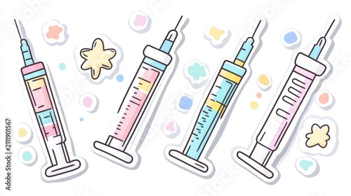 Sticker Design Illustration of Injection