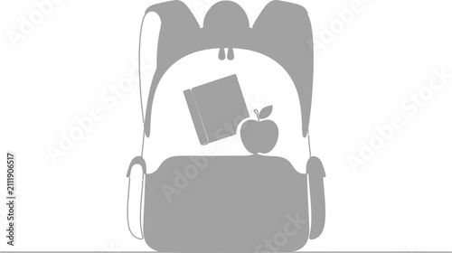 Backpack with Apple and Notebook on Top, Ready for School Featuring Education, Study, Student with Books and Learning Elements