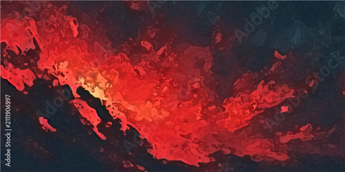 Konstfotografi Abstract red and yellow textured background with fiery and lava-like swirls, conveying heat and intensity