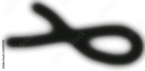 Schilderij op canvas Abstract geometric shape composed of black halftone dots on a white background f
