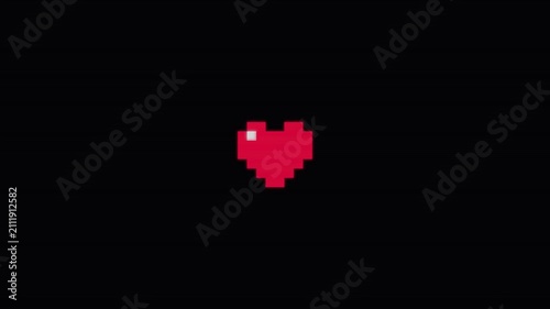 Pixelated heart icon with digital glitch effect