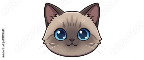 Siamese Cat Face Isolated Transparent Background