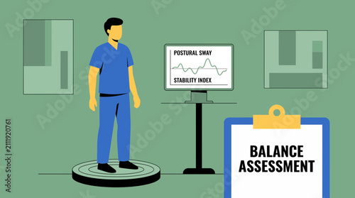 Foto Postural Sway Balance Test Standing Stability Assessment