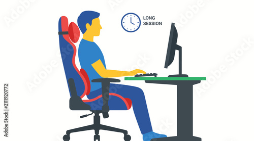 Fotografía Ergonomic Gaming Chair Posture Support Long Session