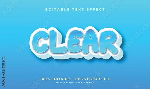 3D clear bubble text effect editable eps vector illustration, cyan and blue cartoon font style