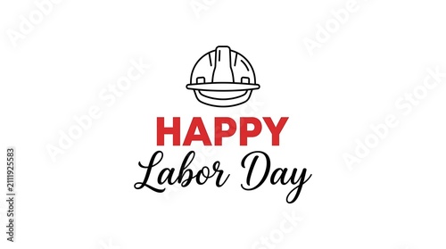 Happy labor day greeting card with hard hat icon