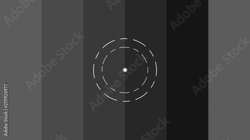 Minimalist HUD interface with rotating circular dashed rings