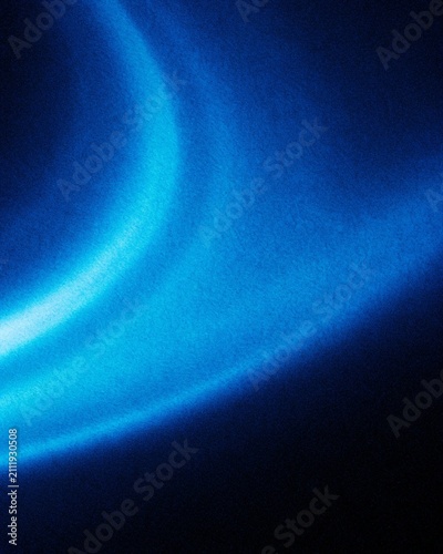 Glowing blue light blur shape on dark grain texture background with noisy effect, abstract poster header cover wallpaper banner backdrop design