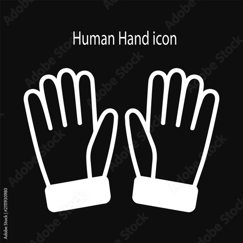White Protective Work Gloves Silhouette Icon on Black Background