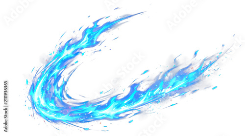 Blue Fire splash effect on a transparent background