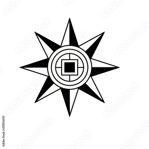 Black and white starburst symbol