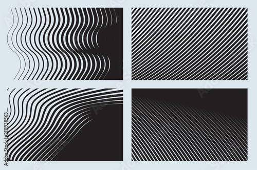 Abstract Wavy Line Background Set Minimal Black and White Stripe Pattern Vector Collection