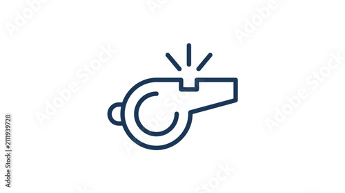 Foto Simple Line Art Icon of a Sports Whistle Emitting Sound Waves.