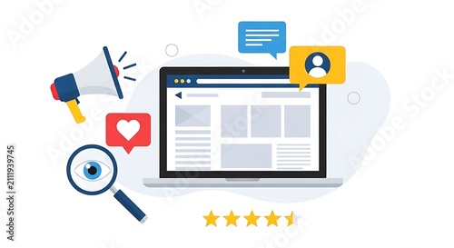Digital marketing and content strategy vector design illustration for web site